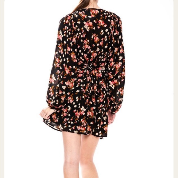 ALC Carlo Silk Mini Wrap Dress Balloon Sleeves Sz 8 - Picture 3 of 16